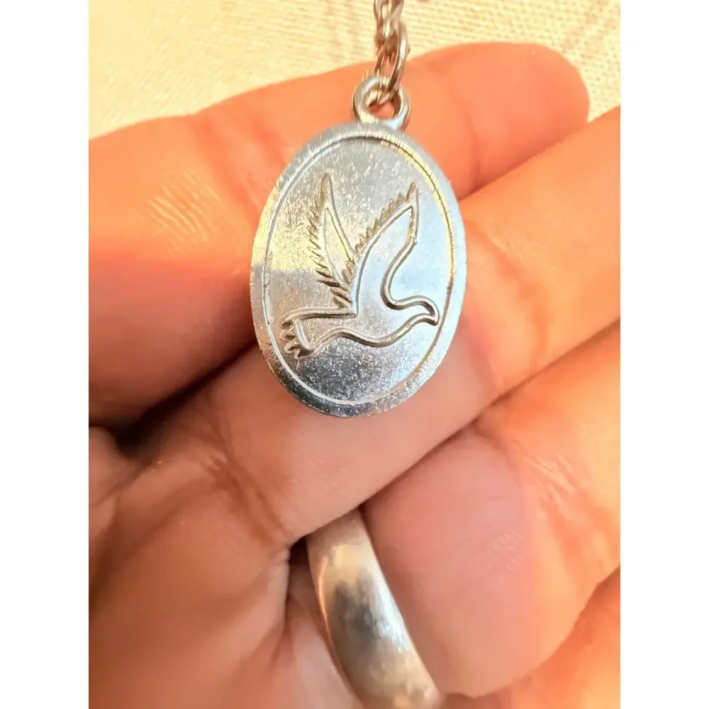 Vintage Guardian Angel Medal Necklace 20”